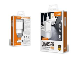 KUĆNI PUNJAČ 2 U 1 LDNIO A303Q 18W + KABEL USB NA TIP C
