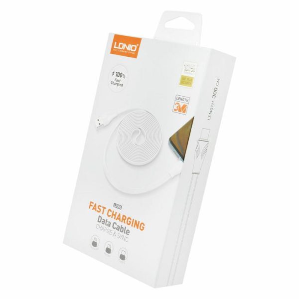 USB KABEL LDNIO LS553 3m USB/TIP C BIJELI