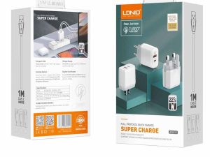 KUĆNI PUNJAČ BRZI 2U1 LDNIO A2421C 22.5W TIP C I USB + USB KABEL TIP C